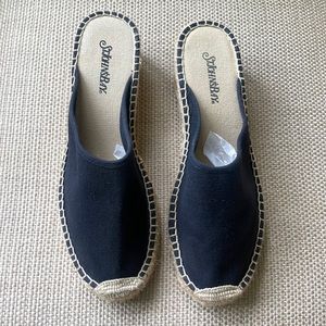 Black Canvas & Jute Wedge Espadrille Wedge Mules Sz 9 Unworn- Perfect